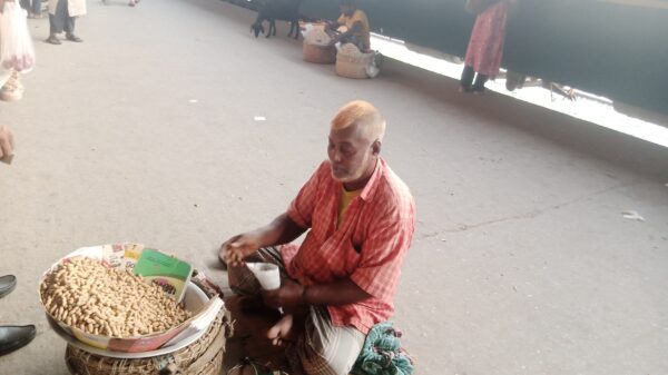 চাঁপাইনবাবগঞ্জের রহনপুর রেলস্টেশনের কোণে এক চীনাবাদাম বিক্রেতার জীবনের গল্প