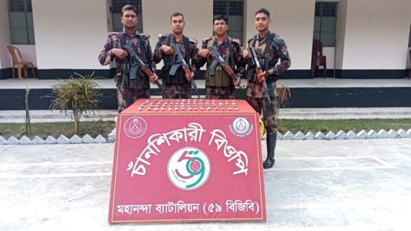 ভোলাহাট সীমান্তে ৫৯ বিজিবি’র নেশা জাতীয় ট্যাবলেট জব্দ