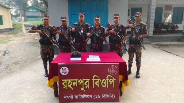 গোমস্তাপুর সীমান্তে ১৬ বিজিবির অভিযানে গাঁজা ও ইয়াবা উদ্ধার