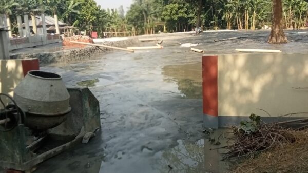 গোবিন্দগঞ্জে নদী থেকে অবৈধভাবে বালু তুলে ঠিকাদার কাজ চালাচ্ছে