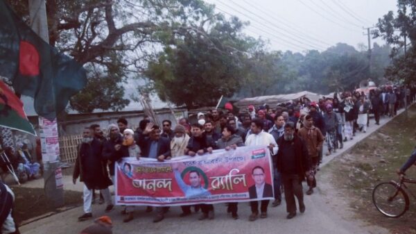 তারেক রহমানের আগমন উপলক্ষে গোমস্তাপুরে বিএনপি’র আনন্দ র‌্যালি