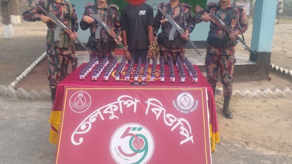 সীমান্তে ৫৯ বিজিবি’র অভিযান ॥ নেশাজাতীয় সিরাপসহ আটক এক