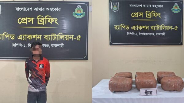 চাঁপাইনবাবগঞ্জে সেনাবাহিনী ও র‌্যাবের অভিযানে গাঁজাসহ ট্রাক ড্রাইভার আটক