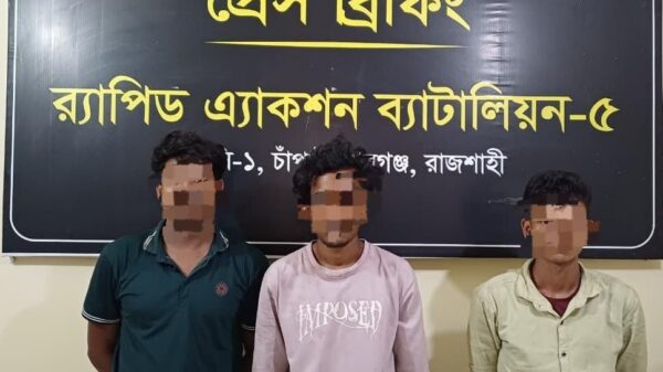 চাঁপাইনবাবগঞ্জে র‌্যাবের অভিযানে বিপুল পরিমান গাঁজাসহ ৩ কারবারী গ্রেফতার